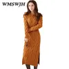 패션 겨울 니트 스웨터 드레스 여성 의류 느슨한 두꺼운 숙녀 니트 O 넥 캐주얼 드레스 가을 여성 파티 드레스 T200320