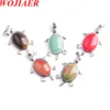 WOJIAER Natural Tigers Eye Agate Stone Tiny Turtle Pendants Necklaces Reiki Lucky Animal Sea Charm Jewelry for Women BE910