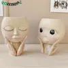 Nordic Art Human Head Vase Vase Face Flower Pot Coll Design Crother Pots милый домашний декор суккуленты плантаторная форма головы y200723