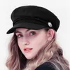Berets Women's Hat Flat Cap Wojskowy wiosna jesienna pu Otgafalny stały kolor górny czapki młode studentki kobietyberets