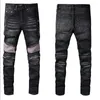 Mens Designer Jeans Estrela Alta Elastics Angustiado Rasgado Slim Fit Motociclista Denim Para Homens Moda Calças Pretas #029