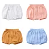 Miúdo roupas bebê calças curtas cor sólida algodão linho ruga verão menino menina bebês crianças roupas unisex crianças shorts 8 3sk l2