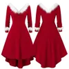 Nouveautés Femmes Vintage Santa Robe De Noël Imprimé Robe Dames À Manches Longues Robes Sexy Xmas Party Festival Robe S-3XL