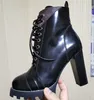 Damen Patent Canvas Star Trail Ankle Boot Designer Lady Black Leather Trim Zipper Rubber Sole Boots