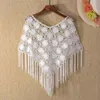 Scarves Cover Ups Lace Hook Flower Hollow Out Shawl Capelet Crochet Tassel Poncho Sun Protection Cover-ups1