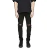 GODLIKEU Uomo Destroy Distressed Jeans Strappato Skinny Nero Biker Moto Hip Hop Pantaloni in denim urbano