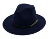 Mode TOP chapeaux pour hommes femmes mode élégante feutre solide Fedora chapeau bande large bord plat Jazz chapeaux élégant Trilby Panama Caps 10 pcs