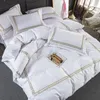 35 Coton blanc Luxury Elhome Litting Set King Queen Size lit ensembles de lit de lin Ensemble de lin à la couvre-couvercle de couette thewscase T200824476474