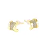 Stud klassieke Franse stijl C vorm vrouwen gouden kleur kubieke zirkoon kristal oorbellen