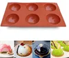 Moldes redondos de silicona grandes de 6 cavidades para hornear chocolate cubo de hielo moldes antiadherentes bandeja de bandeja de mouse de mapas