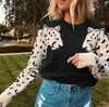 Moda- Kobiety Sweter Zwierząt Długi Rękaw Patchwork O Neck Fashion Sweter 2020 Wiosna Jesień Pani Odzież