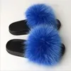 Varm försäljning päls tofflor kvinnor räv fluffig reglage komfort med fjädrar furry sommar lägenheter söta damer skor storlek 45 hemskor y200706