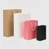 10CMx12CMx6CM Horizontal Gift Bags Kraft Brown Paper Bag with Soft Cloth Handles Wedding Party Paper Gift Wrap Boxs Shopping Box Retail Merc