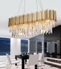 Postmodern Golden Art Deco Rvs Crystal Kroonluchter Verlichting Luster Suspension Luminaire Lampen voor Eetkamer