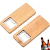Drewno Piwo Otwieracz do butelki ze stali nierdzewnej z kwadratowym drewnianym uchwytem Otwieracze Bar Akcesoria kuchenne Party Prezent LX3725