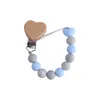 10 färger Nytt kärlek Heart Wood Pacifier Clip Baby Diy Creative Pacifier Chain Cartoon Silicone Pärlor Trä napphållare Z22364689234