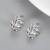 Hoop Huggie Kobiety Designers Kolczyki 925 Sterling Silver Olive Leaf Diamond Boże Narodzenie Kolczyki