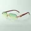 Direct s mikropavierte Diamant-Sonnenbrille 3524024 mit Tiger-Holzbügeln, Designer-Brille, Größe 18–135 mm239T
