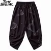 Pantalones de chndal holgados para hombre ropa calle stile japons Hip Hop Harajuku chino Kanji Crane 2021 0214