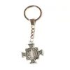 15pcs Keychain Saint Benedict Cross Medal Charms Pendants Key Ring Travel Protection DIY Accessories A-517f