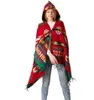 Kvinnor Bohemian Collar Plaid Hooded Filt Cape Cloak Poncho Fashion Wool Blend Winter Outwear Shawl Scarf Dda7554817591