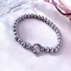 Bracciale in argento perline di trasferimento rotonde femminili perline perline testa gioielli Versione giapponese e coreana del semplice braccialetto di moda per il regalo della fidanzata