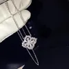 Brand Pure 925 Sterling Silver Jewelry For Women Lotus Flower Neckalce Flower Pendant Luck Clover Sakura Wedding Party Necklace Q0531