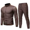 Kancoold Homens Roupas Mens Outono Manga Longa Xadrez Impresso Zíper Sueter Calças Top Calças Conjuntos De Esportes Terno Tracksuit Jul22 201207