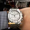 Neue 44 mm Miyota Quarz-Chronograph-Herrenuhr, weißes Zifferblatt, schwarzes Hilfszifferblatt, Stoppuhr, Edelstahlarmband, Stoppuhr, Saphir-Sportuhren, PureTime B16B 1