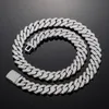 Zincirler 14mm 2 sıra moissanit elmas kolye hip hop takı 925 STRING Silver Miami En Kaliteli Küba Bağlantı Zinciri