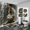 Tenda da doccia impermeabile con elefante subacqueo Set da bagno in 4 pezzi Copritappeto Copriwater Tappetino da bagno Tappetino in tessuto resistente T200624