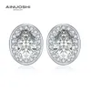 Ainuoshi 925 Corte oval de prata esterlina 6x8mm CZ Brincho de craque de halo CZ 0,8ct Brincos adoráveis ​​para mulheres para mulheres Jóias Y200106