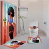 Juego de cortinas de baño Dafield Cubierta de almohadilla de baño Alfombra de baño Juego de cortinas de ducha de tela para baño Mujer afroamericana 201030