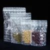 Stand Up Transparency Self seal Bags 3D Clear Reusable Plastic Pouches Zipper Grip Seal Food Packaging Stereoscopic Bag LX4612