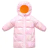 Invierno 2020 nueva cara brillante colorida chaqueta larga para niños abrigo largo abrigo de algodón con capucha para niños y niñas LJ201017