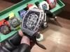 Designer men's mechanical watch skeleton series rubber watchband 50x43mm Japan West Iron City movement 316 fine steel sports 188S