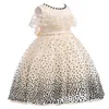 Big Bow Champagne Tulle Beaded Sleeveless Flower Girl Ball Gowns Dress Little Girl Formal Chic Dresses