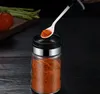 Spice suporte para garrafa de vidro 280ml Organizador Condimento Can Com Colher Cozinha Tempero Oil Container Início Paprika Salt Box Armazenamento