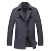 Autumn and winter double collar wool tweed coat men039s coat leisure medium length cotton thickened men039s windbreaker men7781535