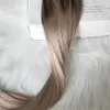 Balayage clipe em extensões de cabelo cor preta natural desbotamento para ash loira ombre double trama extensão 120g