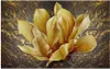 Pintura a óleo de metal Flor Flor Gold Flor 3D TV Background Wall Wallpaper moderno para sala de estar 8803752