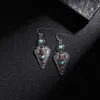 Banny Pink Tribal Turquoises- Kadınlar İçin Taş Dangle Küpeler Etnik Metal Ok Derecesi Damla Küpeler Vintage Stone260Z