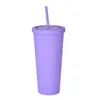 蓋とストローの二重層の携帯用水のコーヒーカップの再利用可能なカップの16oz色のアクリルカップ飲み物のプラスチックマットタンブラー