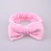 Pure kleur koraal fleece wassen gezicht bow haarband voor vrouwen meisjes hoofdbanden hoofddeksels haarbanden tulband haaraccessoires