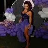 Violet Sexy Paillettes Robes De Bal Sirène Volants Tulle Côté Split Celebrity Femmes Robes De Soirée Robes de fiesta Robe De Soirée D'anniversaire