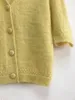 Maglieria da donna Maglione da donna Cardigan mezza manica vintage in mohair Primavera Estate 2022 Colore rosa giallo Abbigliamento casual con scollo a V in stile francese1