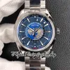 2022 VSF Aqua Terra 150M GMT Worldtimer 8938 Relógio Automático Masculino 220.12.43.20.03.001 43mm Mostrador Azul SS+ Pulseira de Aço Inoxidável e Caixa Super Edição Relógios Eternity