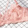 Sexy ultra-mince cravate soutien-gorge soutien-gorge ensemble dentelle transparent soutien-gorge fermé grande taille femmes rassemblées 201202