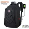 Sac à dos, sac d'école de grande capacité pour ordinateur portable de voyage d'affaires Crossten, port de chargeur USB, sac d'affaires pour ordinateur 15, EVA étanche 202211