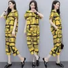 Large Big Size Women 2 Piece Set Top And Pants Wide Leg Trousers Suit Set Elastic Waist Year-old Female Costume Tracksuit T200702